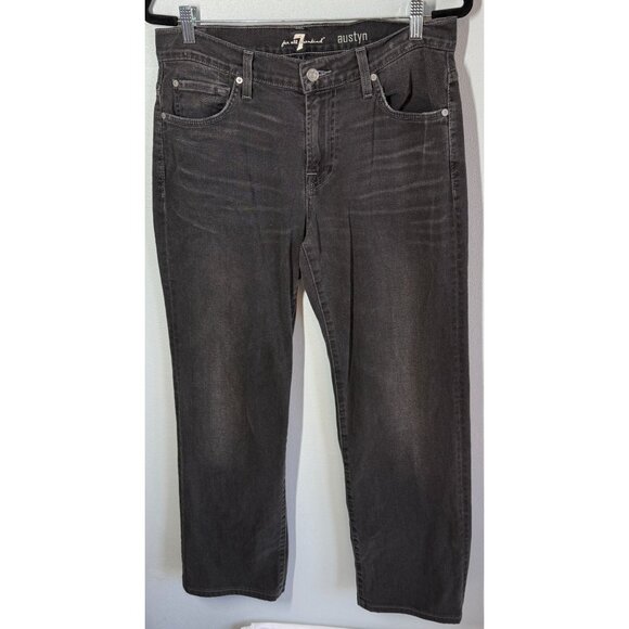 7 For All Mankind Mens Austyn Relaxed Fit Straight Leg Jeans 32x30 Black Wash - Picture 1 of 9